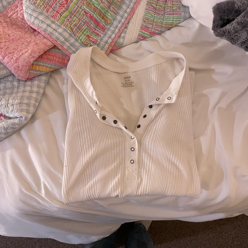 Aerie Henley Tee Long Sleeve Medium